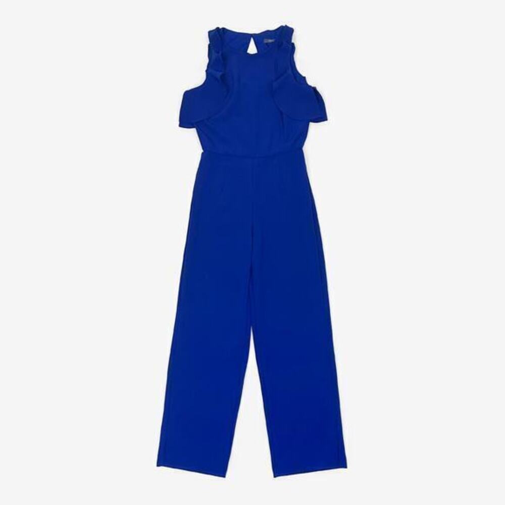 Julia Jordan Flutter Sleeve Jumpsuit Size 6‎ Cobalt Blue Wide Leg Glam Cocktail